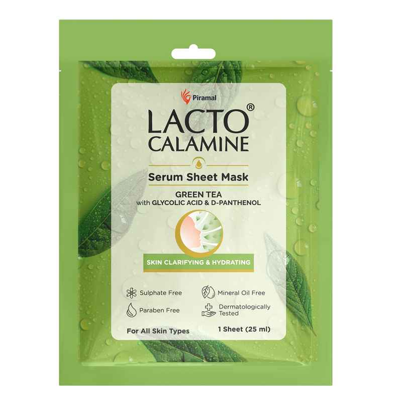 Lacto Calamine Green Tea Face Sheet Mask for Hydration, Calm & Clear Skin that Soothes Acne