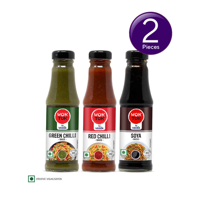Wok Tok By Veeba Green Chilli Sauce + Red Chilli Sauce + Soya Sauce Combo Combo Wok Tok By Veeba Green Chilli Sauce + Red Chilli Sauce + Soya Sauce Combo Combo