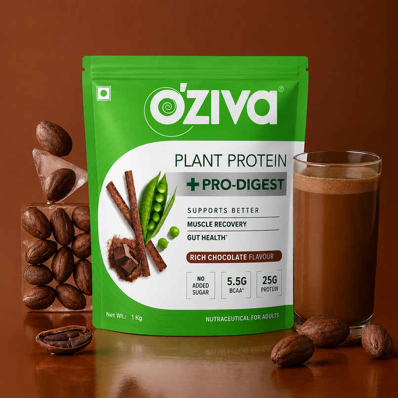 Oziva Bioactive Plant Protein Powder , 25g Protein | 5.5g Bcaa | Eaa | Sugar Free - Choclate , 1 Kg Oziva Bioactive Plant Protein Powder , 25g Protein | 5.5g Bcaa | Eaa | Sugar Free - Choclate , 1 Kg