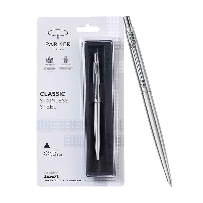 Parker Classic Stainless Steel Chrome Trim Ball Pen | Ink Color - Blue | Gift For Employees Parker Classic Stainless Steel Chrome Trim Ball Pen | Ink Color - Blue | Gift For Employees