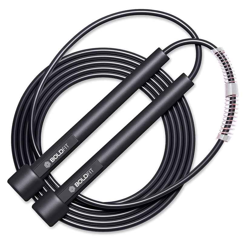 Boldfit Adjustable Skipping Rope | Jumping Exercise Tool - Black