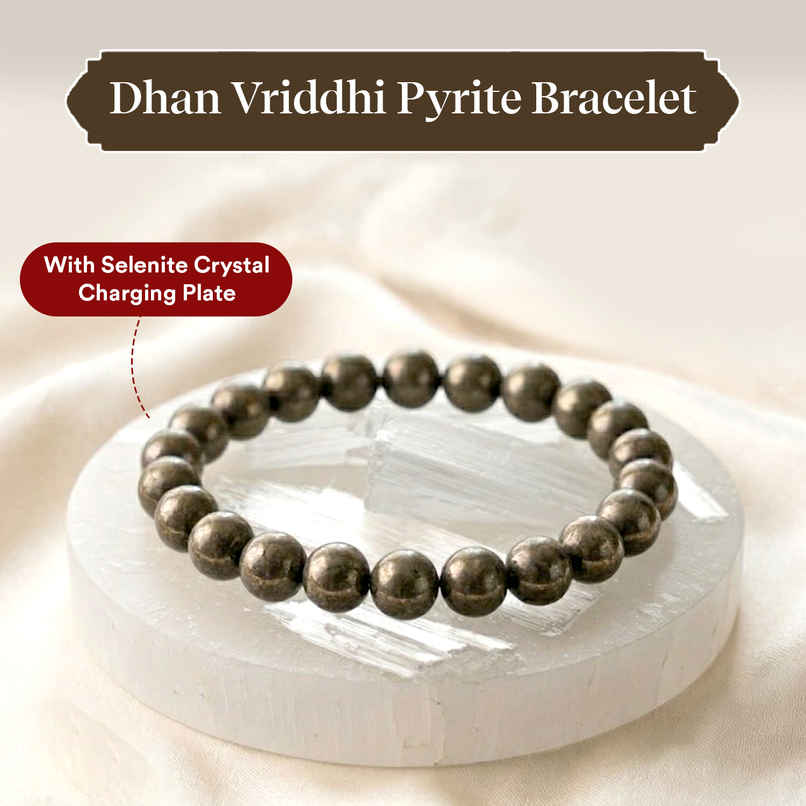 Pujashree Pyrite Bracelet With Raw Selenite Plate