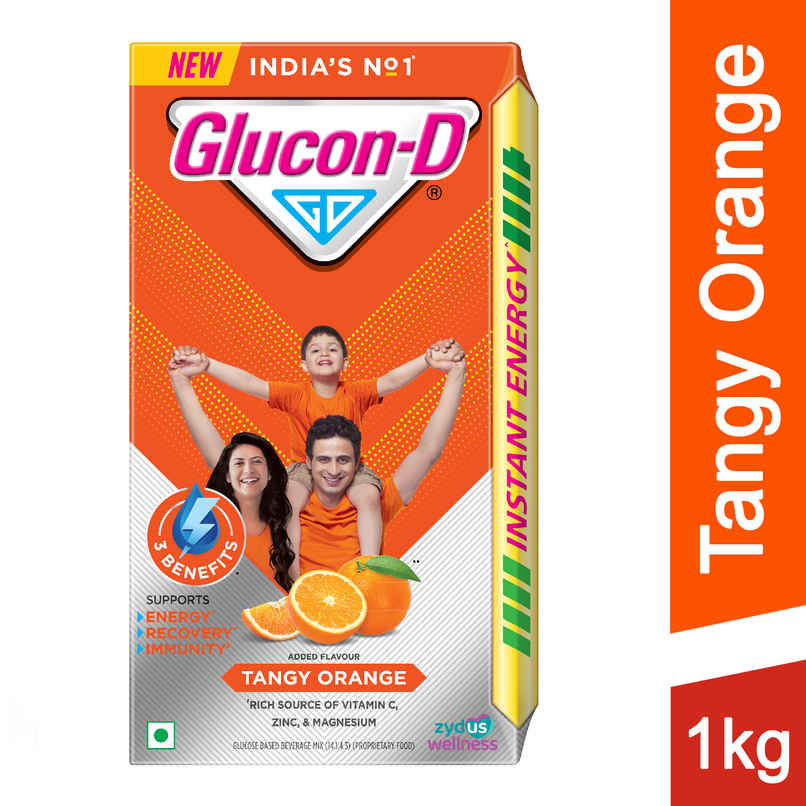 Glucon-D Tangy Orange with 3 Benefits of Energy, Recovery, and Immunity
