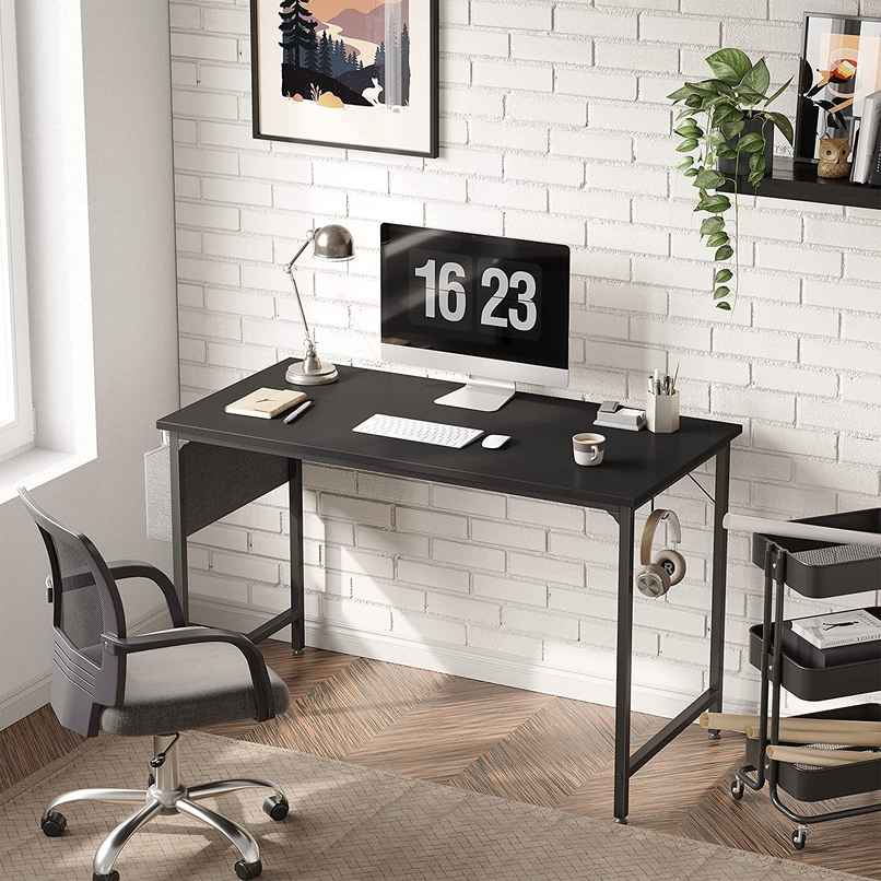 Arlavya Study and Office Table-40 x 19 Engineered Wood, Free Standing - Black