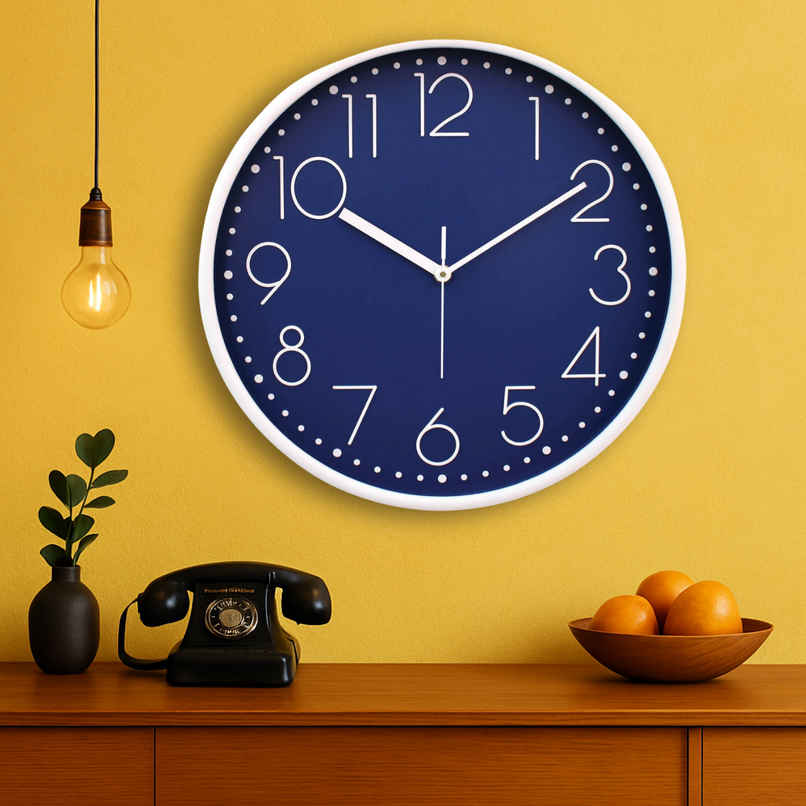 Bosco Decorative Silent Blue Dial with White Frame 30 CM Round Wall Clock BWC 1805 Bosco Decorative Silent Blue Dial with White Frame 30 CM Round Wall Clock BWC 1805