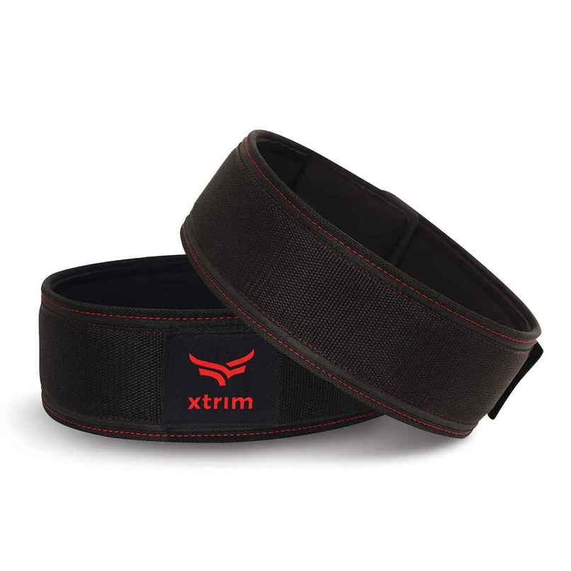 Xtrim Weightlifting Gym belt with PU-Foam Padded For Workout, Hook & Loop Closure |Black - L Xtrim Weightlifting Gym belt with PU-Foam Padded For Workout, Hook & Loop Closure |Black - L