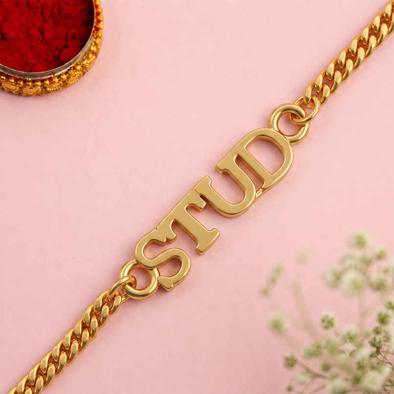 Stylish Gold Tone STUD rakhi | Voylla Stylish Gold Tone STUD rakhi | Voylla