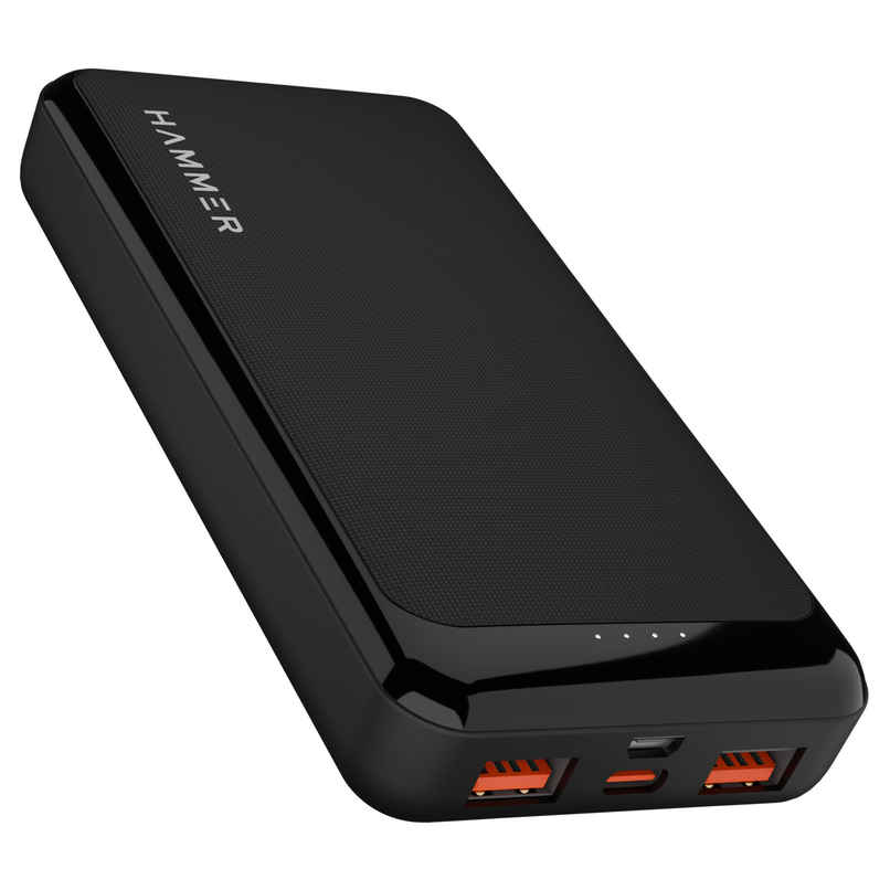 Hammer Ultra Charge 20000mAh 22.5W Power Bank | 20W PD Fast Charging | 3 Output | Black