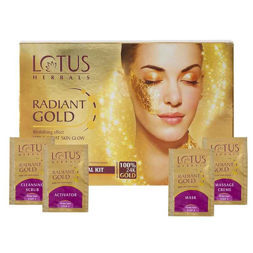 Lotus Herbals Radiant Gold Cellular Glow Facial Kit 4 In 1 With 24K Gold Lotus Herbals Radiant Gold Cellular Glow Facial Kit 4 In 1 With 24K Gold