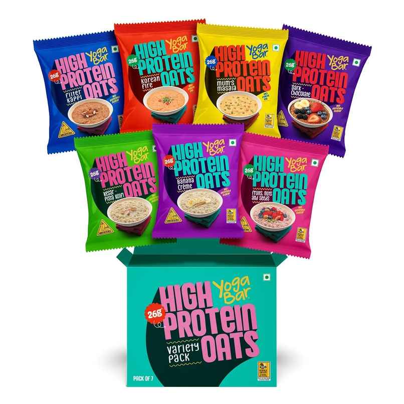 Yoga Bar 26 g High Protein Oats Variety | Pack of 7 Yoga Bar 26 g High Protein Oats Variety | Pack of 7