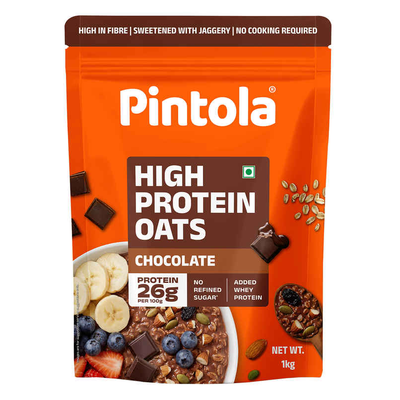 Pintola High Protein Oats Dark Chocolate With Almonds Raisin Pumpkin And Chia Seeds