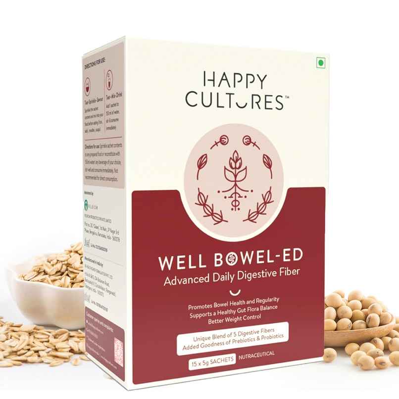 Happy Cultures Well Bowel-Ed | 5 Digestive Fibers + Probiotics |15pcs