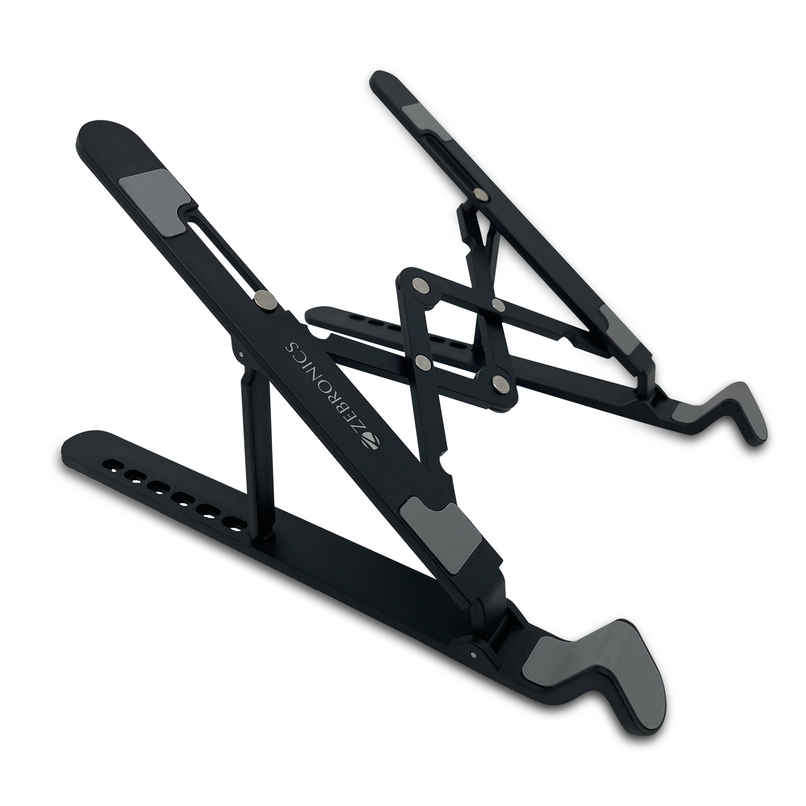 Zebronics NS1500 Laptop Stand Featuring Foldable Design, Anti-Slip Silicone Rubber Pads, Supports Maximum of 5kgs Weight Tabletop - Black
