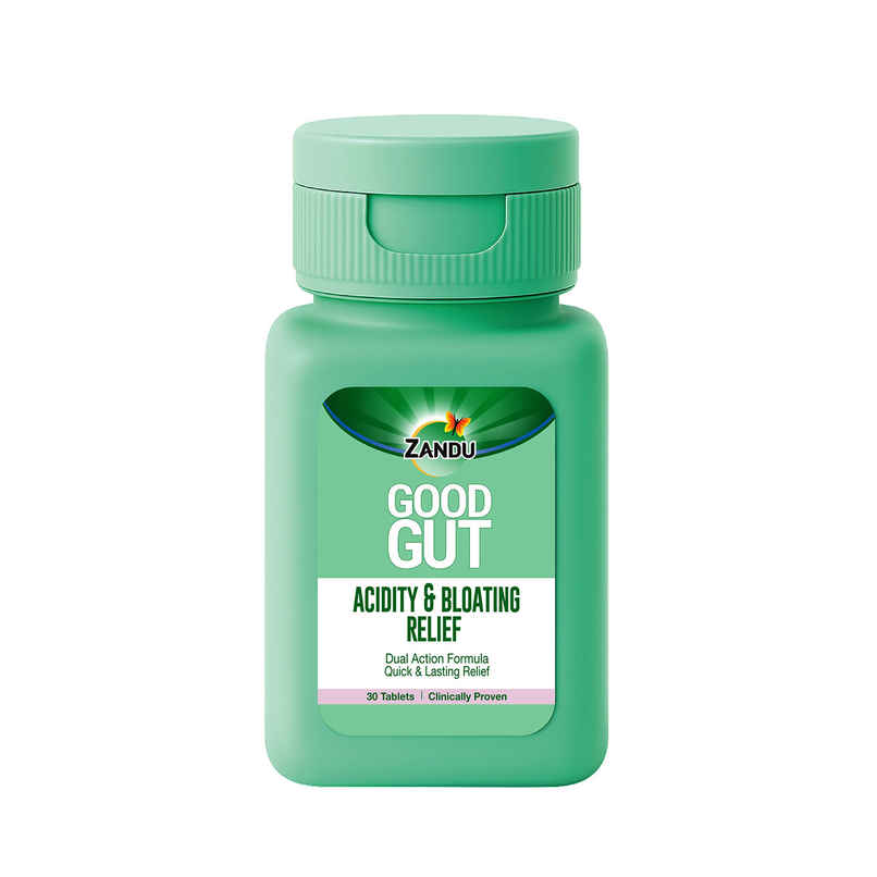 Zandu Good Gut Acidity & Bloating Relief Tablets | Relief from Acidity, Gas & Bloating Zandu Good Gut Acidity & Bloating Relief Tablets | Relief from Acidity, Gas & Bloating
