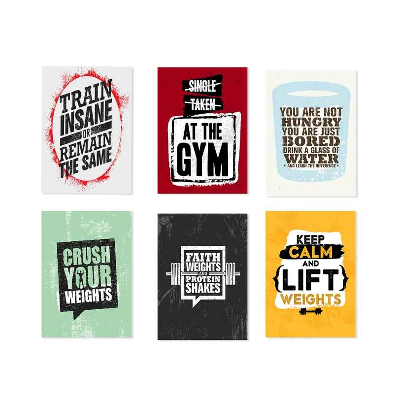 Paper Plane Design Motivational Gym Workout Posters For Wall | Set Of 6 | Size 29 x 21 cm | D8