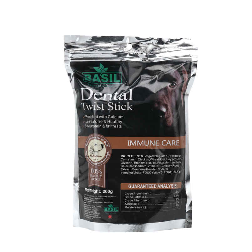 Basil Immune Care Chew Sticks | Healthy Dog Treats | Dental Cleaning Support