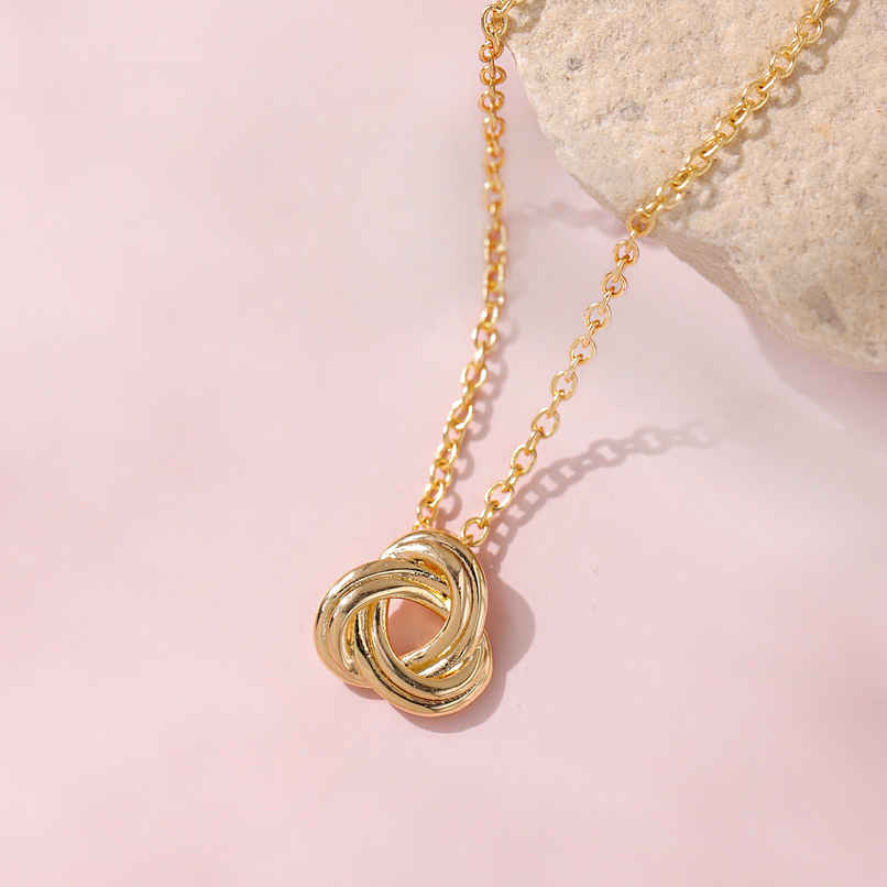 Voylla Valentines Day Golden Infinity Knot Necklace
