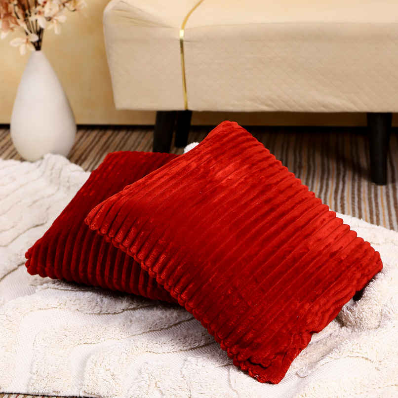Status Ribbed Cushion Cover Set Of 2 40 Cm x 40 Cm - Red