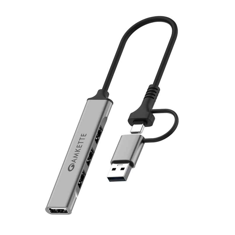Amkette Usb A+C 4 Port Hybrid Usb 3.0 Hub - Grey