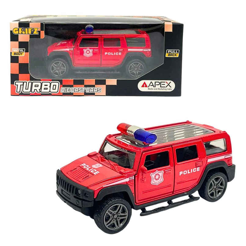 Apex Gripz 1:32 Metal Diecast Pull Back Car Red Police SUV | Openable Doors Apex Gripz 1:32 Metal Diecast Pull Back Car Red Police SUV | Openable Doors