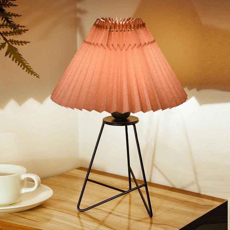 Homesake Retro Matte Black Metal Table Lamp | Bedside Gift | Home & Living Room | Khadi Pleated