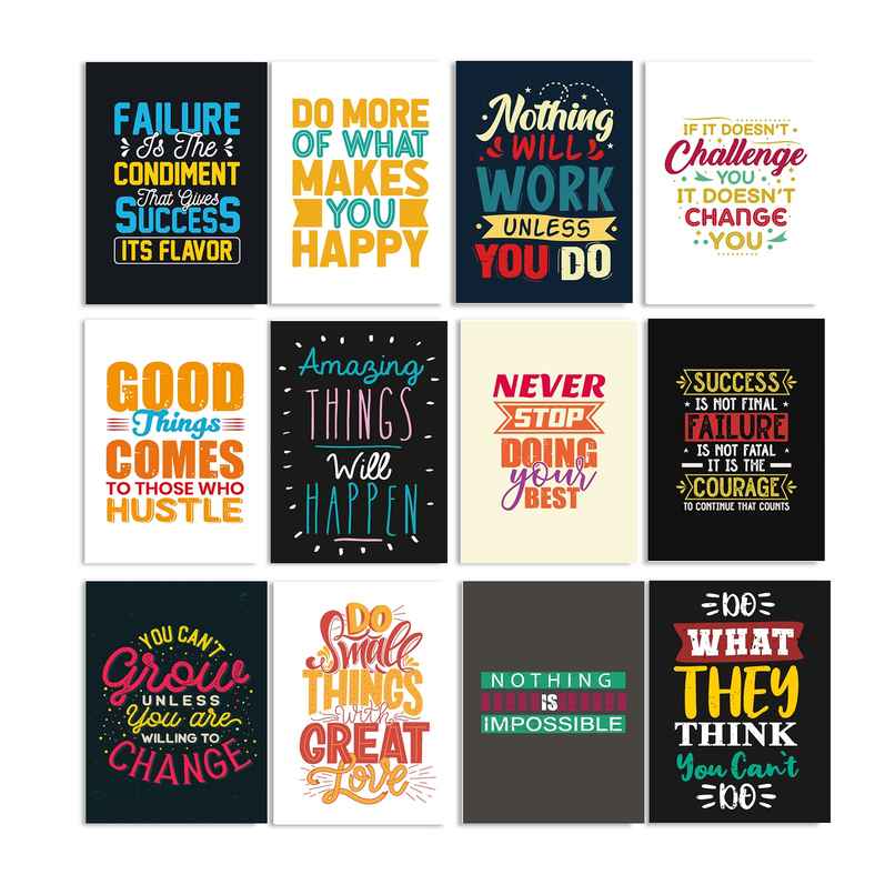 Paper Plane Design Motivational Wall Posters | Set of 12 | (29 cm x 21 cm) D38