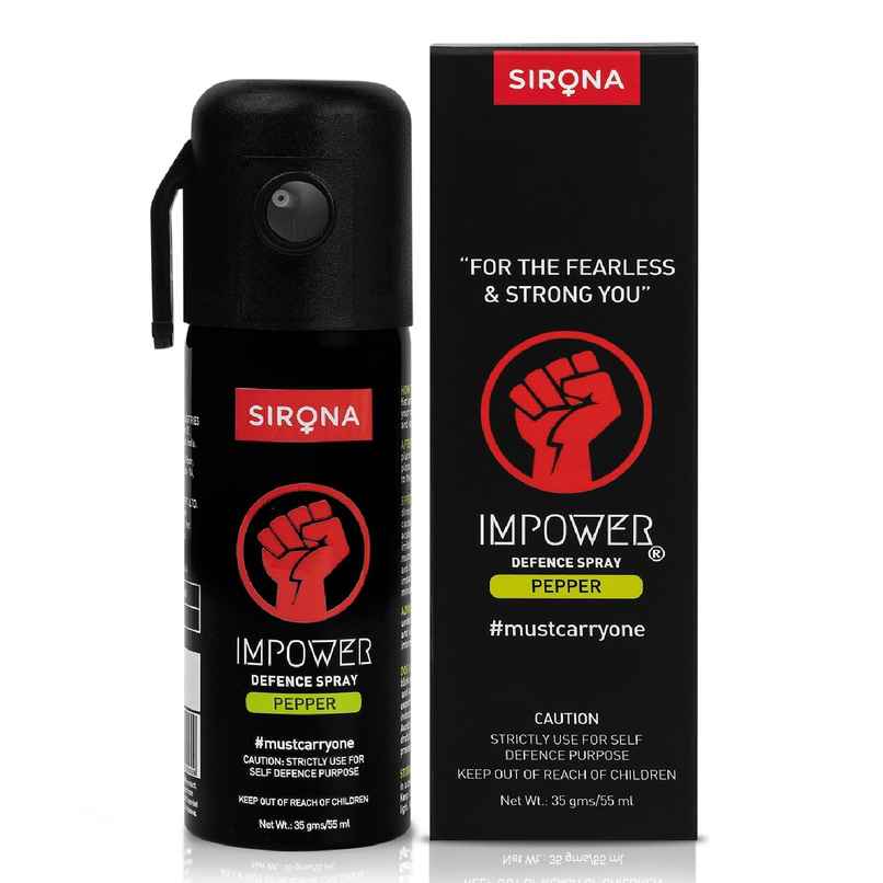 Sirona IMPOWER Self Defence Pepper Spray for Woman Safety - 55 ML | Long Range 12 ft Self Defense