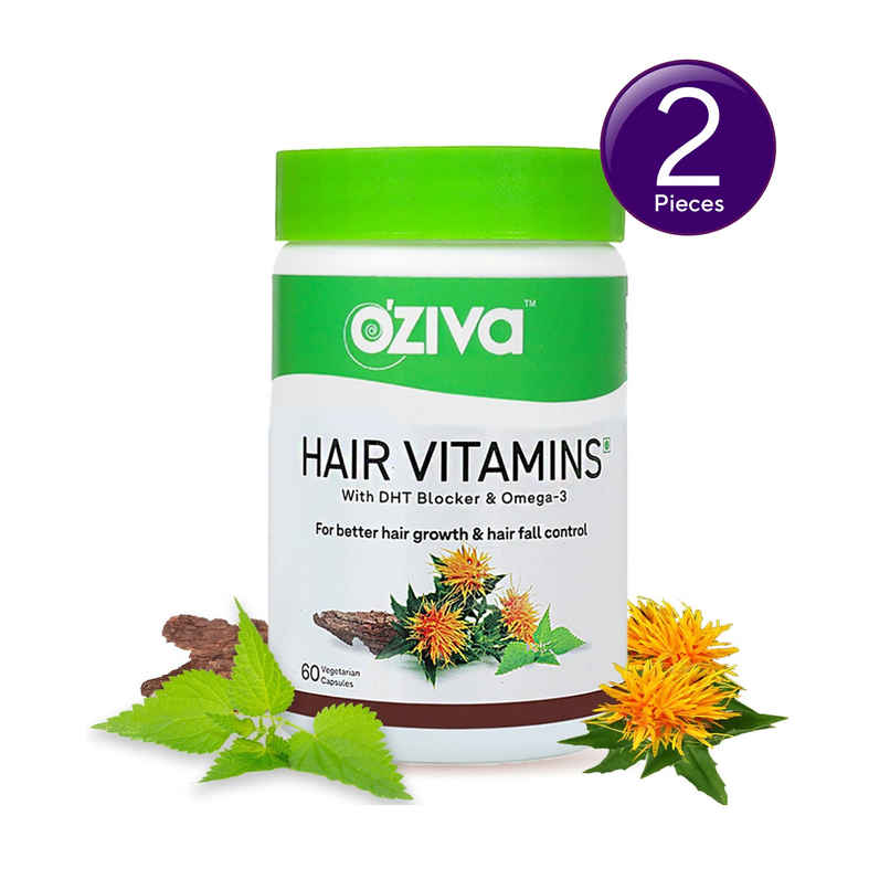 Oziva Hair Vitamins with Biotin, Iron and DHT Blocker for Hair Growth and Hairfall Control