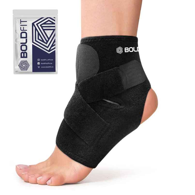 Boldfit Premium Ankle Support Compression Brace - Black, Free Size