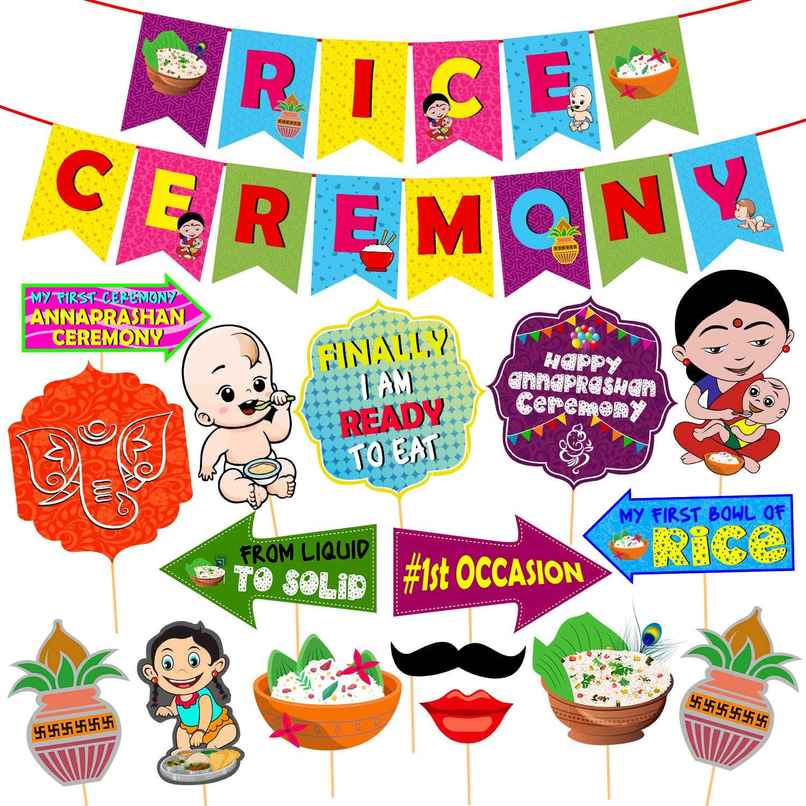 Annaprashan Decoration Items Rice Ceremony Banner and Photo Props | Party Propz
