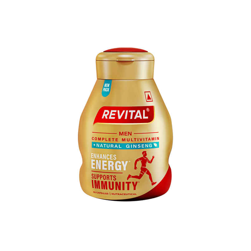 Revital Men Multivitamin with Calcium & Ginseng for Immunity, Strong Bones & Energy (60 Capsules)