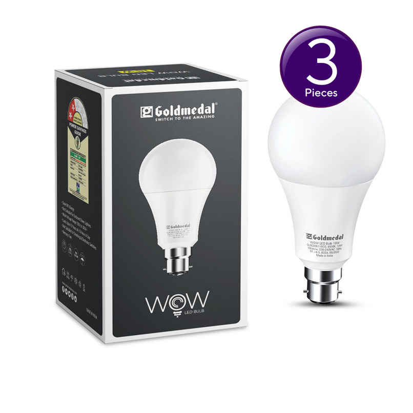 Gold Medal WOW 18W B22 Base LED Bulb For Home & Office | 230 Degree Light Coverage | 4kV Surge Protection | High Voltage Protection | Energy Efficient Combo Gold Medal WOW 18W B22 Base LED Bulb For Home & Office | 230 Degree Light Coverage | 4kV Surge Protection | High Voltage Protection | Energy Efficient Combo