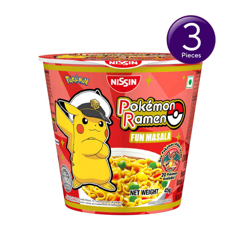 Nissin Pokemon Ramen Fun Masala Cup Noodles | Flavorful Instant Noodles Combo  