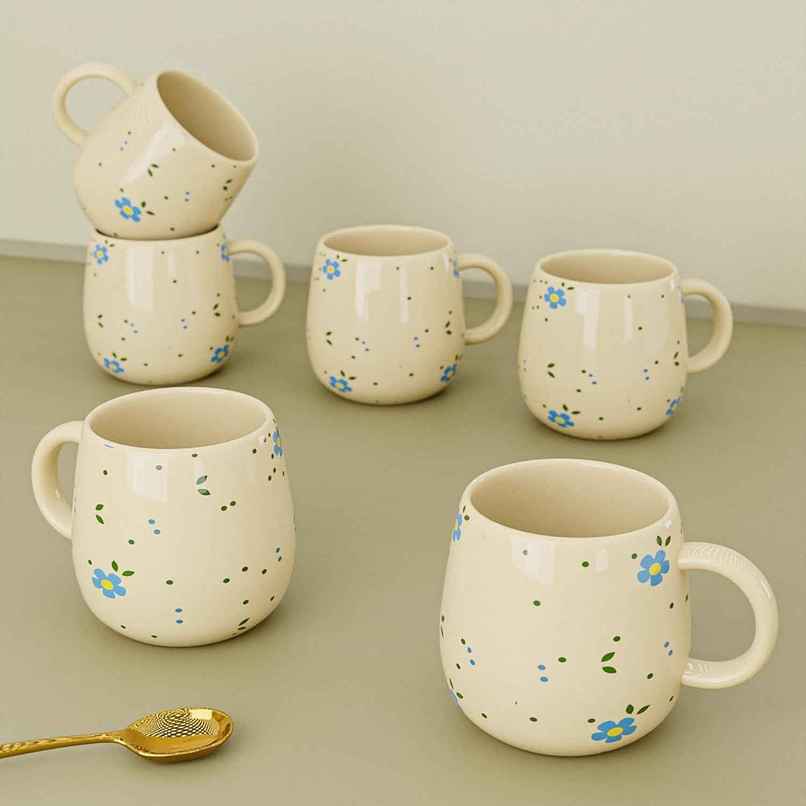 The Earth Store Ceramic Ovule Flower Tea Cup | 160 ml Microwave Safe Coffee Cups