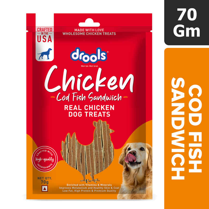 Drools Cod Fish Sandwich Dog Treats, Best For Training & Bonding | For Puppy & Adult Drools Cod Fish Sandwich Dog Treats, Best For Training & Bonding | For Puppy & Adult