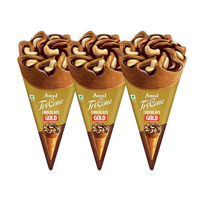 Amul Gold TriCone Chocolate Ice Cream Cone Combo