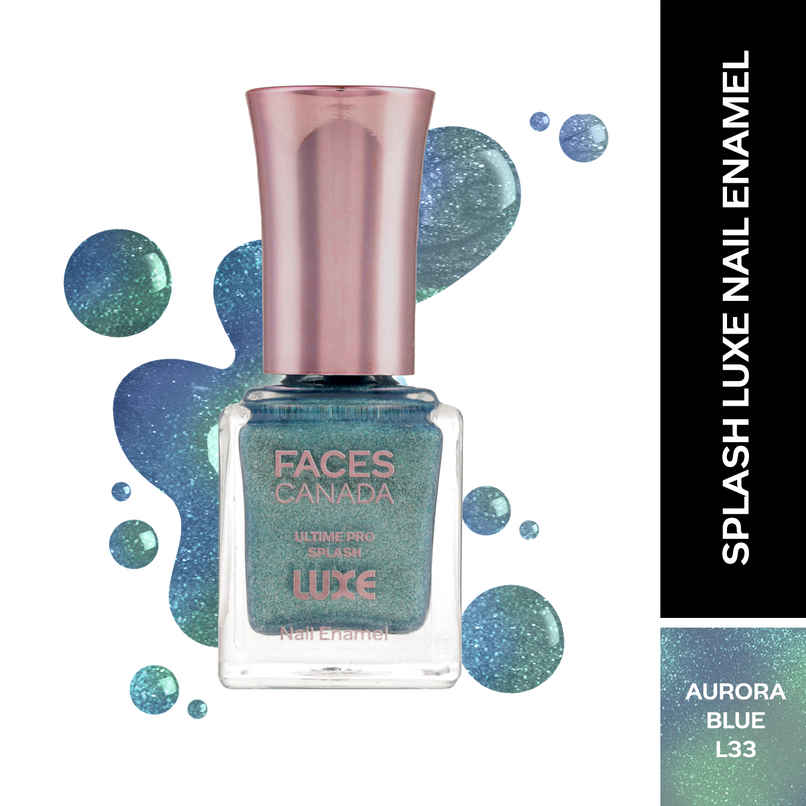 FACES CANADA Ultime Pro Splash Luxe Nail Enamel | Quick-drying | Lasting | Aurora Blue