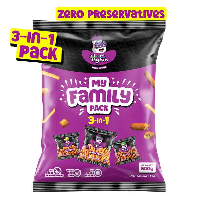 HyFun My Family Pack | 3-in-1 French Fries, Chilli Garlic Poppers & Veggie Stix | Frozen
