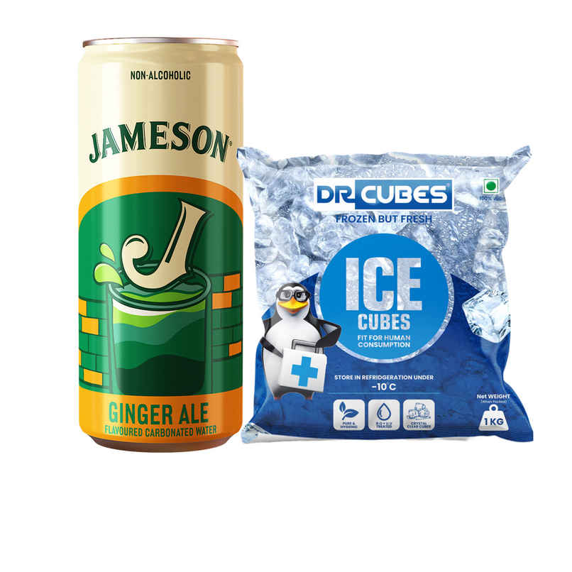 Dr. Cubes Ice Cubes (1kg) & Jameson Ginger Ale (250ml) Combo