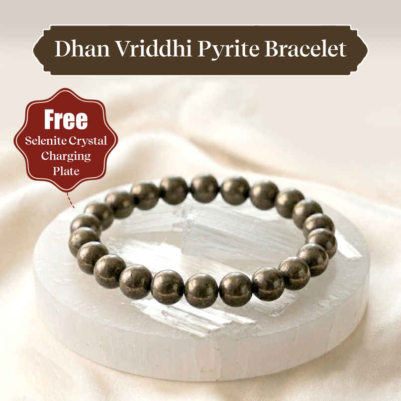 Pujashree Raw Pyrite Bracelet with Free Original Selenite Plate Pujashree Raw Pyrite Bracelet with Free Original Selenite Plate