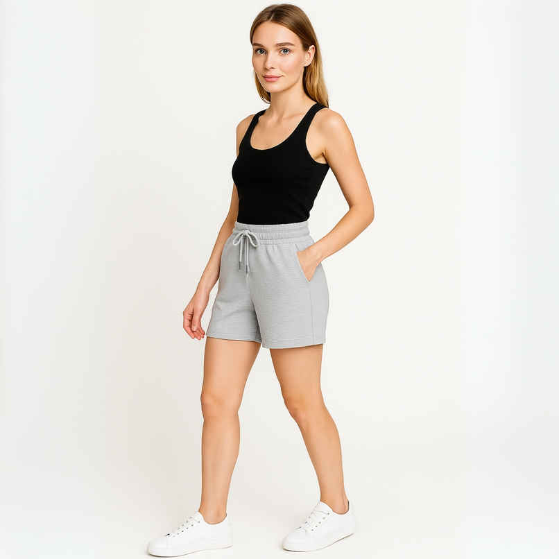EQL Women's Pure Cotton Shorts | Light Grey Melange - M