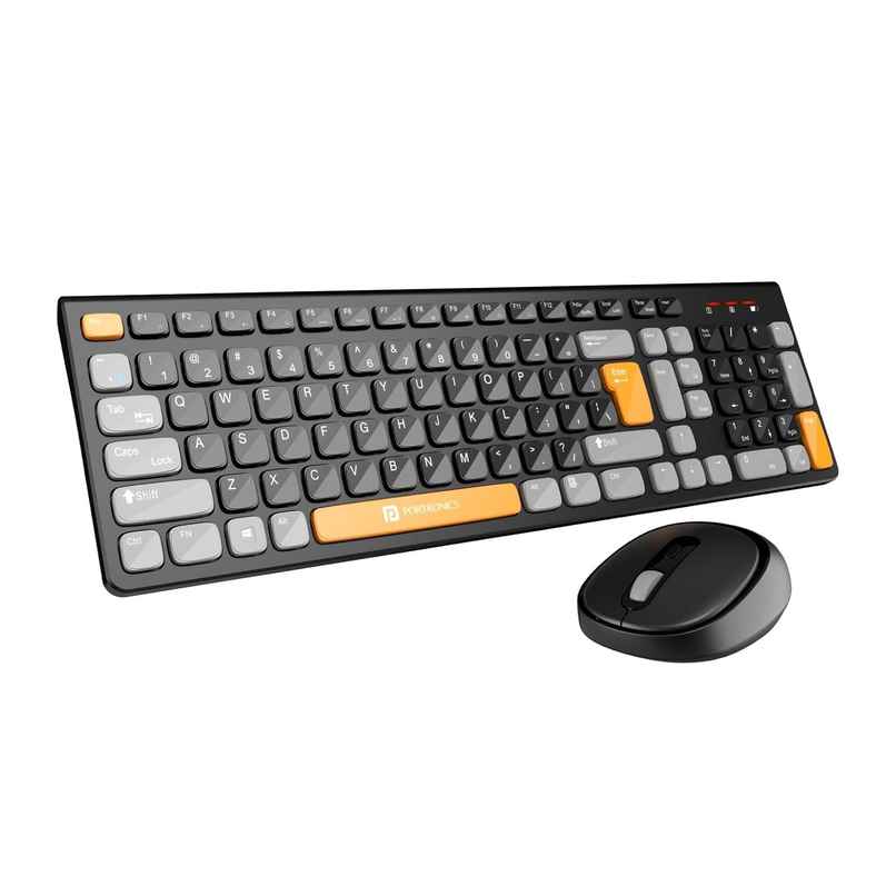 Portronics Wireless Keyboard & Mouse Combo(Black Orange)
