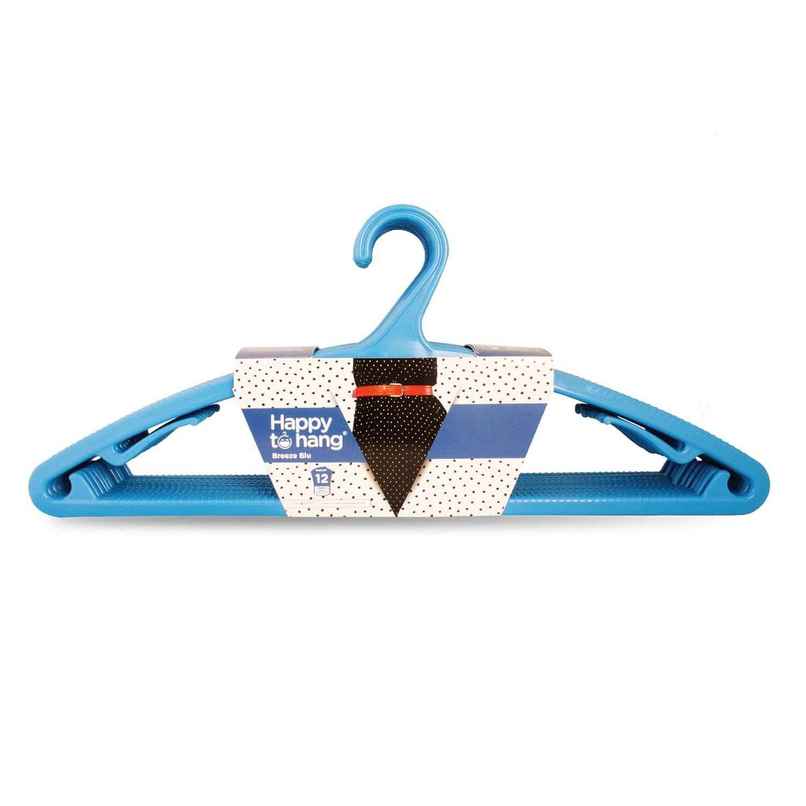 Happy To Hang 12 Piece Breeze Blu Polypropylene Hanger, Blue Happy To Hang 12 Piece Breeze Blu Polypropylene Hanger, Blue