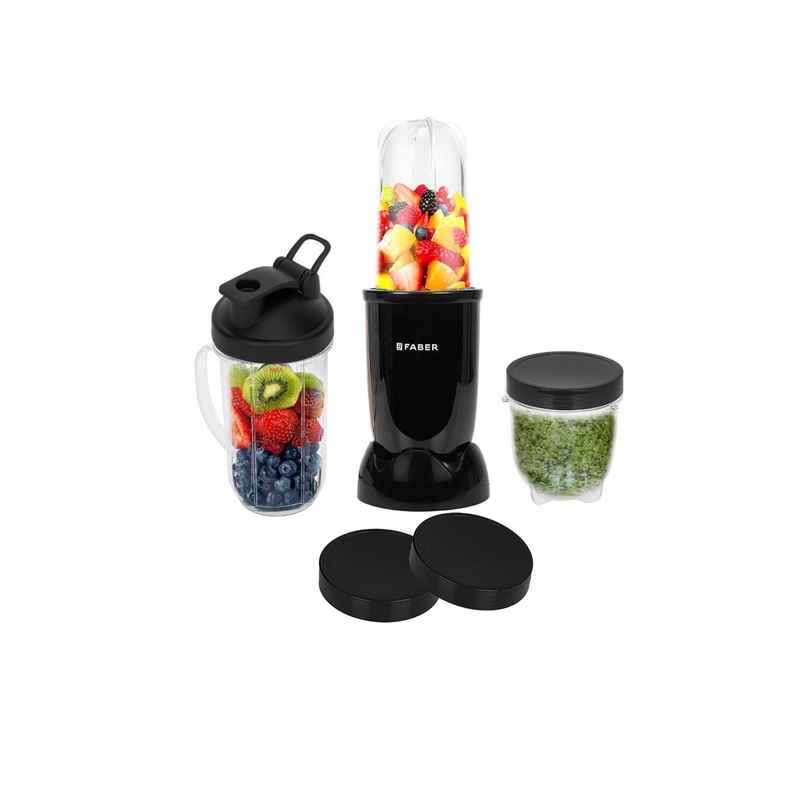 Faber Sportz Blender 3-in-1 Nutrifit Nero | 400W | Detachable SS Blade |3 PC Jar 500ML+300ML+500ML Mug