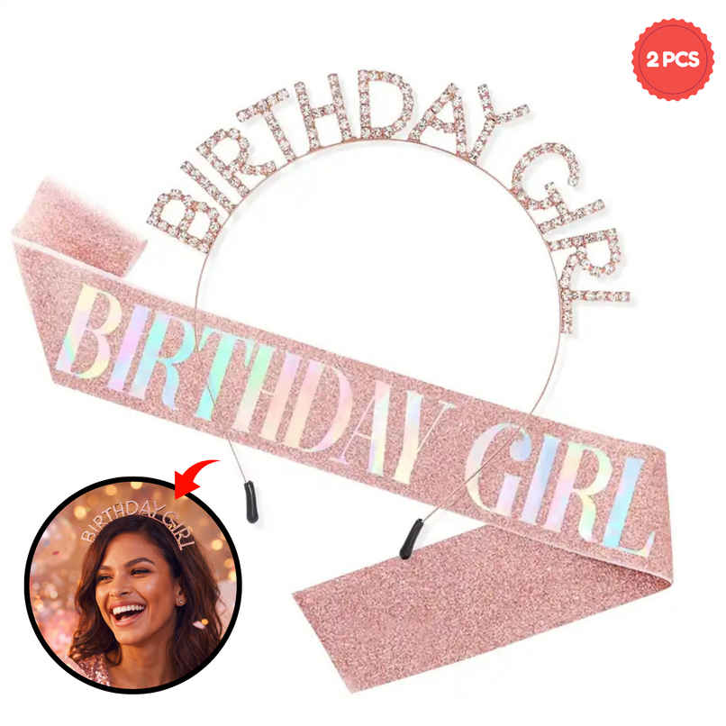 Rose Gold Birthday Decoration Glitter Sash & Crown for Girls Birthday Kit | BeyondLuv
