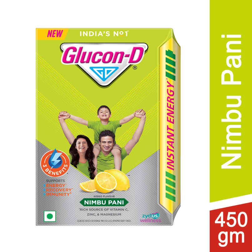 Glucon-D Nimbu Pani with 3 Benefits of Energy, Recovery, and Immunity