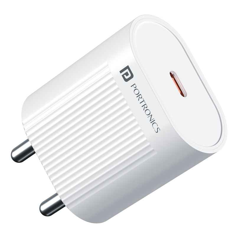 Portronics 45W Adapto 45A Type-C Super Fast Charging Adapter | Best for iPhone, Samsung | White
