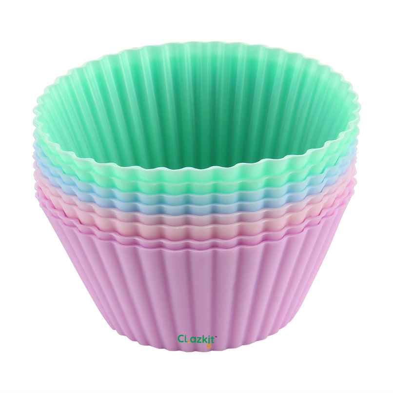 Clazkit Silicone Muffin Cup Moulds - 8 Pieces | Assorted