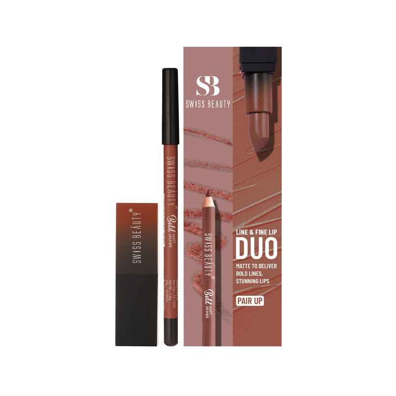 Swiss Beauty Line & Fine Lip Duo with Lip Liner & HD Matte Lipstick |Matte Finish