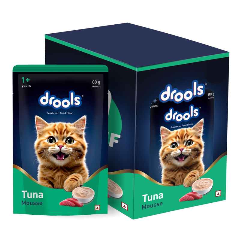 Drools Tuna Mousse Adult Cat Wet Food, 80g (4+1 Free Pack) Drools Tuna Mousse Adult Cat Wet Food, 80g (4+1 Free Pack)